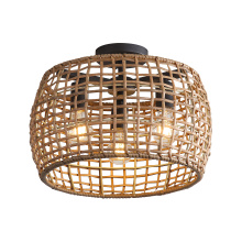 Golden Canada 3000-3SF NB-MAW - Wry Lighting Weavelight 3-light Semi-Flush Mount in Natural Black